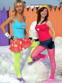 Bigtit teens build a cock of snow